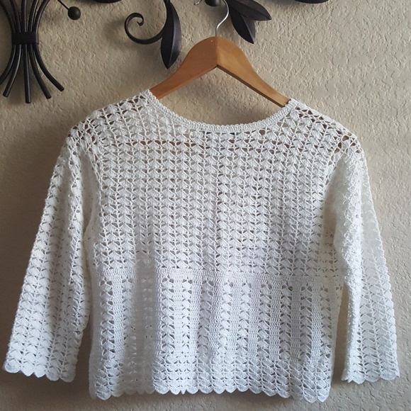 💐CROCHET KNIT SWEATER SUPER CUTE! {XS} NWOT - Picture 2 of 5